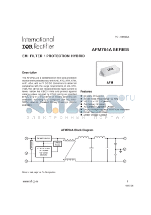 AFM704A/CH datasheet - EMI FILTER / PROTECTION HYBRID