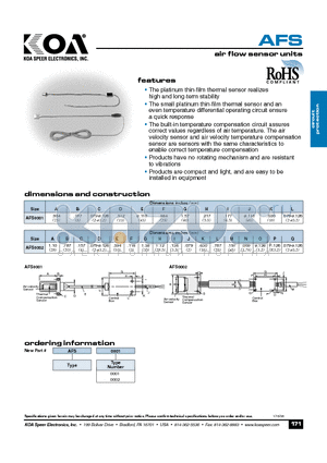 AFS0001 datasheet - air flowsensor units