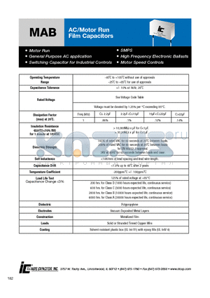 505MABA04KH datasheet - AC/Motor Run Film Capacitors