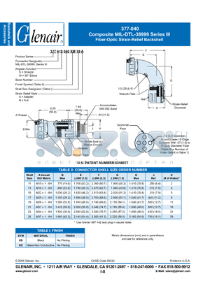 377HW040XB15 datasheet - Fiber-Optic Strain-Relief Backshell