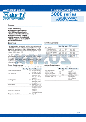 505S12E datasheet - Single Output DC/DC Converter