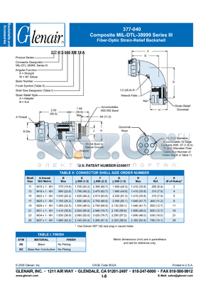 377HW040XO23 datasheet - Fiber-Optic Strain-Relief Backshell