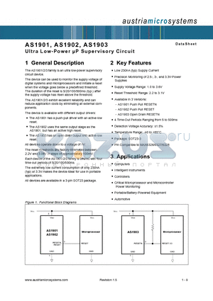 AS1901C23 datasheet - Ultra Low-Power uP Supervisory Circuit