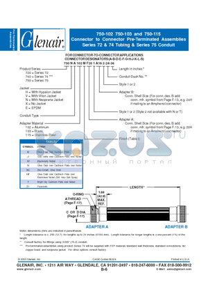 740HA103B datasheet - Connector to Connector Pre-Terminated Assemblies