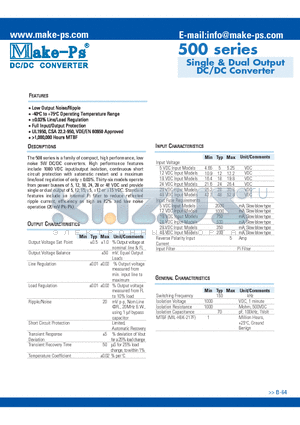 505S24 datasheet - Single & Dual Output DC/DC Converter