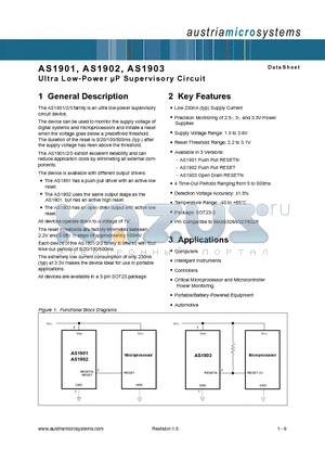 AS1903C31 datasheet - Ultra Low-Power uP Supervisory Circuit