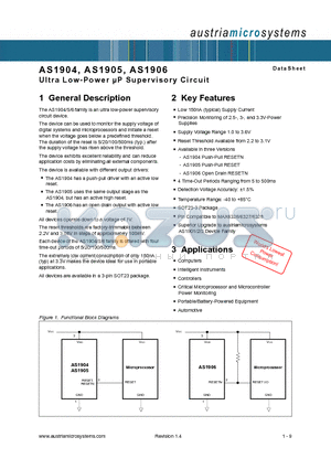 AS1905C26 datasheet - Ultra Low-Power uP Supervisory Circuit