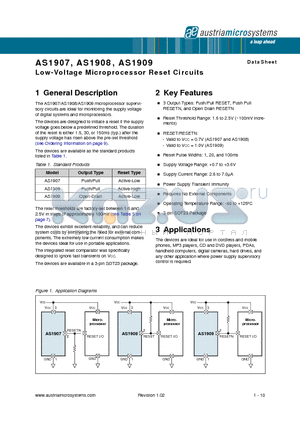 AS1907C18-T datasheet - Low-Voltage Microprocessor Reset Circuits