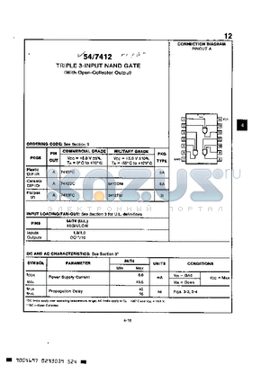 7412DC datasheet - TRIPLE 3-INPUT NAND GATE