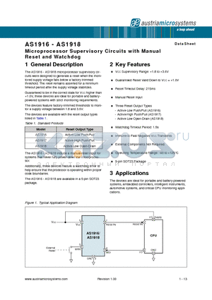 AS1916R-T datasheet - AS1916 - AS1918