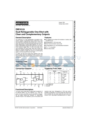 74123 datasheet - Dual Retriggerable One-Shot with Clear and Complementary Outputs