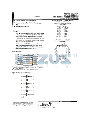 7414 datasheet - HEX SCHMITT-TRIGGER INVERTERS