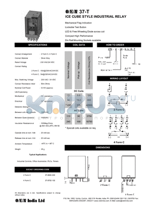 37D-2-24-SLDT datasheet - ICE CUBE STYLE INDUSTRIAL RELAY