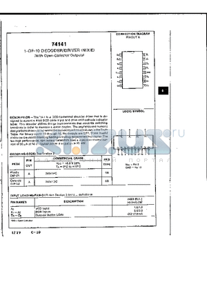 74141DC datasheet - 1-OF-10 DECODER/DRIVER (NIXIE)