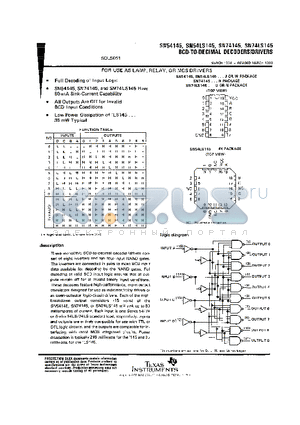 74145N datasheet - BCD-TO-DECIMAL DECODERS/DRIVERS