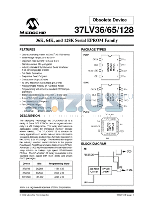 37LV128/L datasheet - 36K, 64K, and 128K Serial EPROM Family