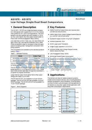 AS1972-T datasheet - Low-Voltage Single/Dual/Quad Comparators