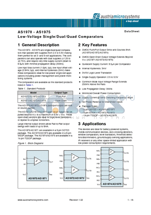 AS1970 datasheet - Low-Voltage Single/Dual/Quad Comparators