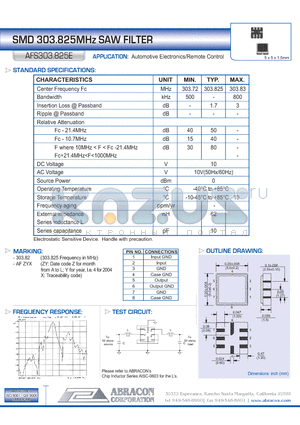 AFS303.825E datasheet - SMD 303.825MHz SAW FILTER