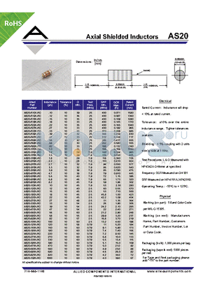 AS20-100K-RC datasheet - Axial Shielded Inductors