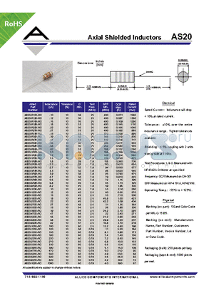 AS20-181K-RC datasheet - Axial Shielded Inductors