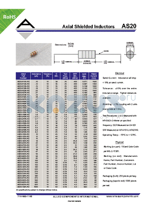 AS20-101K-RC datasheet - Axial Shielded Inductors