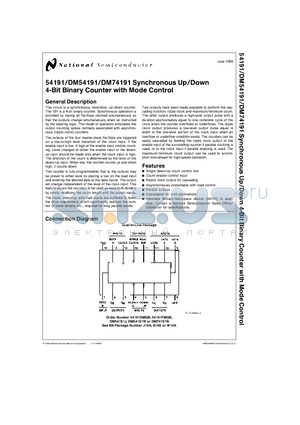 74191 datasheet - Synchronous Up/Down 4-Bit Binary Counter with Mode Control