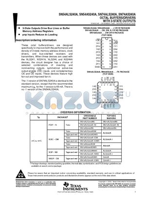 AS240A datasheet - OCTAL BUFFERS/DRIVERS WITH 3-STATE OUTPUTS