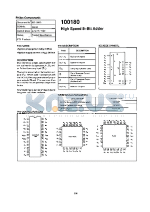 100180 datasheet - High Speed 8-Bit Adder