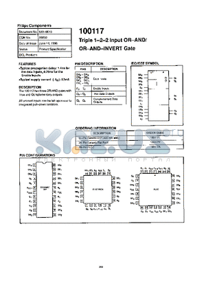100117A datasheet - Triple 1-2-2 Input OR-AND/OR-AND-INVERTER Gate