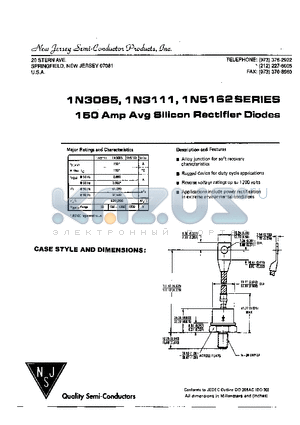 1N3092 datasheet - 150 Amp Avg Silicon Rectifier Diode
