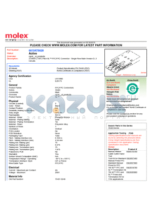 A-70431-0246 datasheet - 2.54mm (.100) Pitch SL FFC/FPC Connector - Single Row Male Version D, 2 Circuits