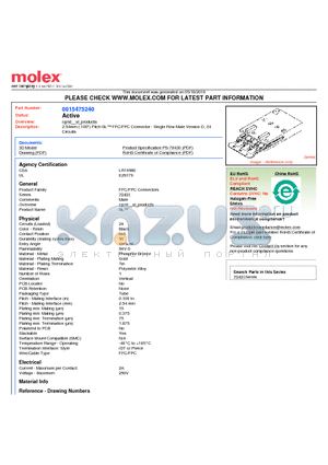 A-70431-0268 datasheet - 2.54mm (.100) Pitch SL FFC/FPC Connector - Single Row Male Version D, 24 Circuits