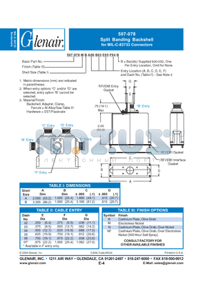 507-078MDG07 datasheet - Split Banding Backshell for MIL-C-83733 Connectors