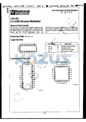 100183 datasheet - 2 x 8-bir Recode Multiplier