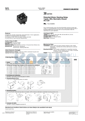 38-S144D6000 datasheet - Potential Motor Starting Relay 1-pole, 35A, Normally Closed AC Coil