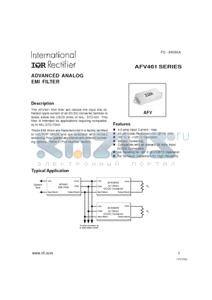 AFV461F/HB datasheet - ADVANCED ANALOG EMI FILTER