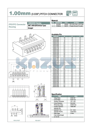 10022HS-15A00 datasheet - 1.00mm PITCH CONNECTOR