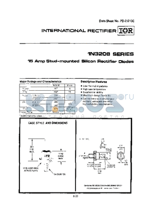 1N3208 datasheet - 15 Amp Stud-mounted Silicon Rectifier Diodes