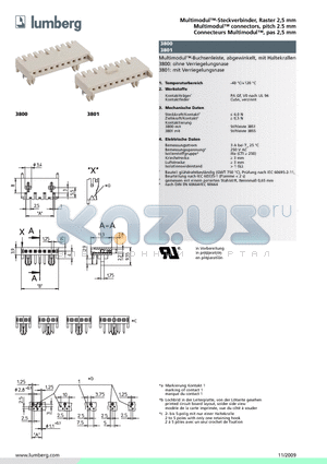 380113 datasheet - Multimodul-Steckverbinder, Raster 2,5 mm