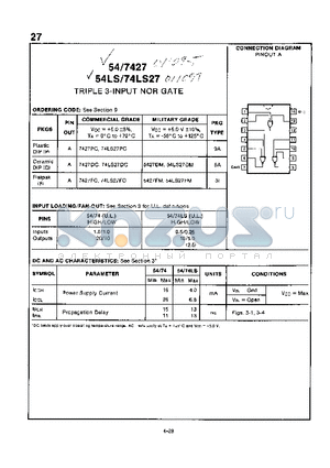 7427 datasheet - TRIPLE 3-INPUT NOR GATE