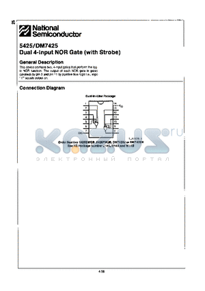 7425 datasheet - Dual 4-Input NOR Gate (with Strobe)