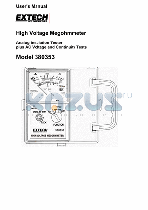 380353 datasheet - High Voltage Megohmmeter