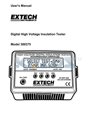 380375 datasheet - Digital High Voltage Insulation Tester