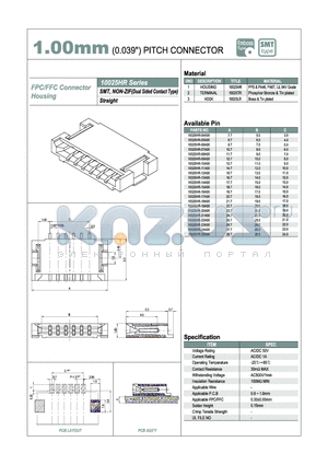 10025HS-14A00 datasheet - 1.00mm PITCH CONNECTOR