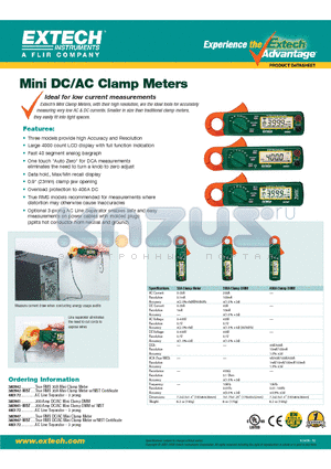 380941 datasheet - Mini DC/AC Clamp Meters