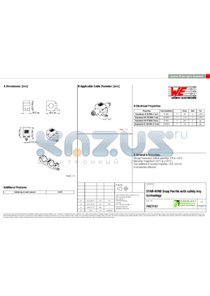 7427151 datasheet - STAR-RING Snap Ferrite with safety key technology