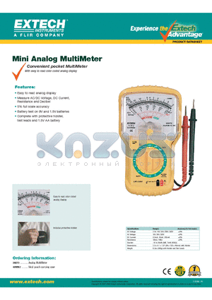 38073 datasheet - Mini Analog MultiMeter