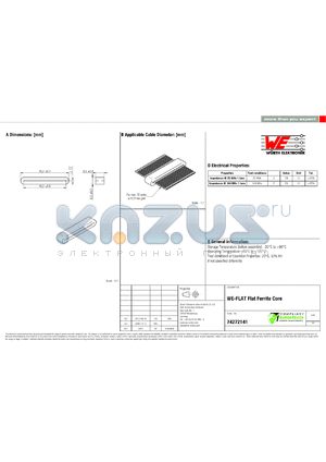 74272141 datasheet - WE-FLAT Flat Ferrite Core