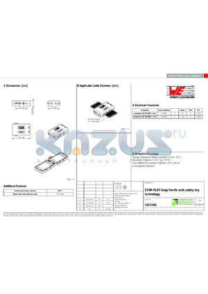 7427246 datasheet - STAR-FLAT Snap Ferrite with safety key technology